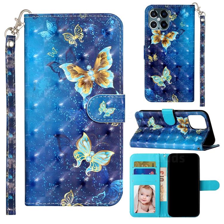 Rankine Butterfly 3D Leather Phone Holster Wallet Case for iPhone 12 Pro Max (6.7 inch)