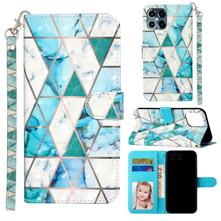 Stitching Marble 3D Leather Phone Holster Wallet Case for iPhone 12 Pro Max (6.7 inch)