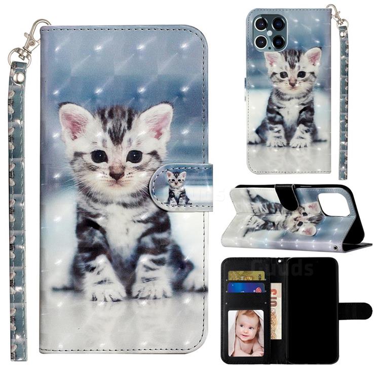 Kitten Cat 3D Leather Phone Holster Wallet Case for iPhone 12 Pro Max (6.7 inch)