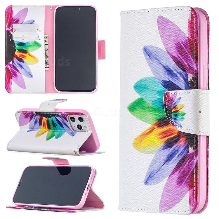 Seven-color Flowers Leather Wallet Case for iPhone 12 Pro Max (6.7 inch)