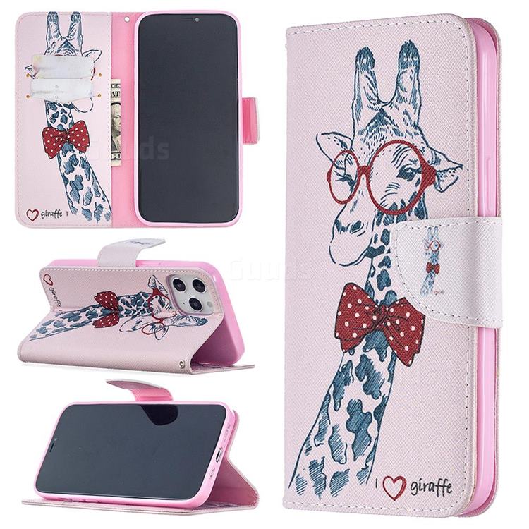 Glasses Giraffe Leather Wallet Case for iPhone 12 Pro Max (6.7 inch)