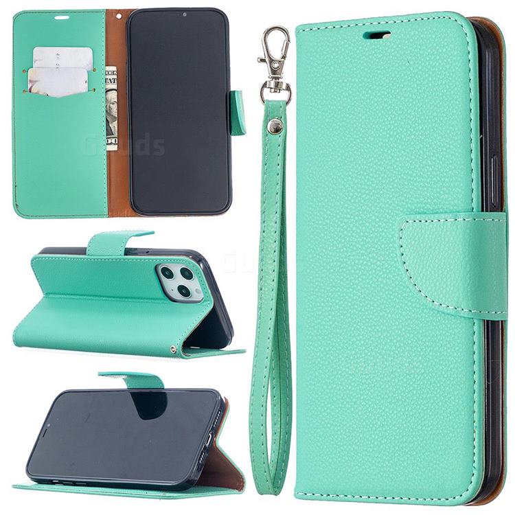 Classic Luxury Litchi Leather Phone Wallet Case for iPhone 12 Pro Max (6.7 inch) - Green