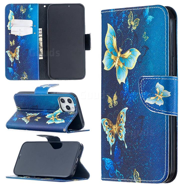 Golden Butterflies Leather Wallet Case for iPhone 12 Pro Max (6.7 inch)
