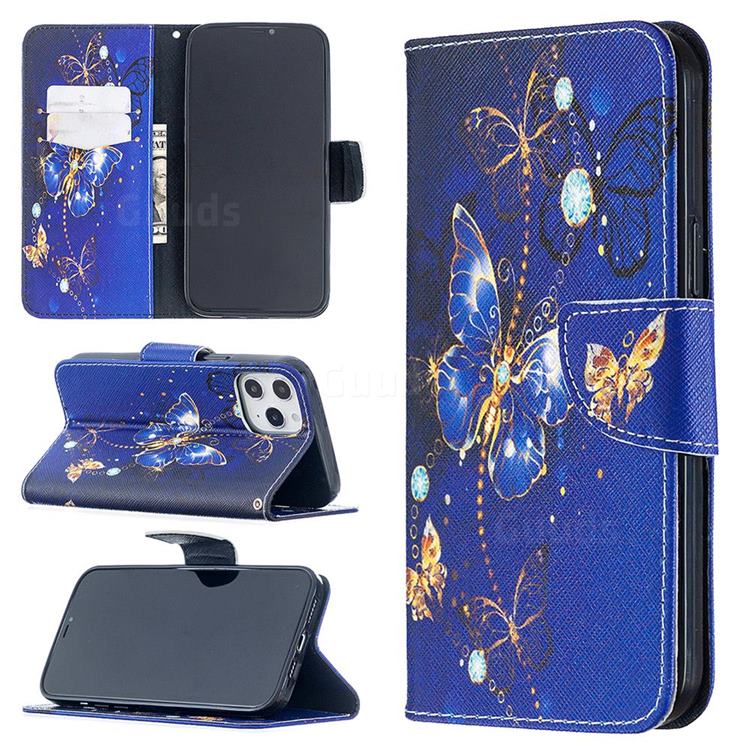 Purple Butterfly Leather Wallet Case for iPhone 12 Pro Max (6.7 inch)