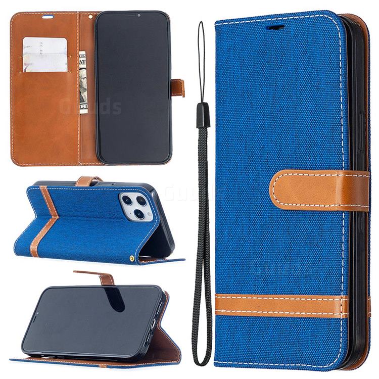 Jeans Cowboy Denim Leather Wallet Case for iPhone 12 Pro Max (6.7 inch) - Sapphire