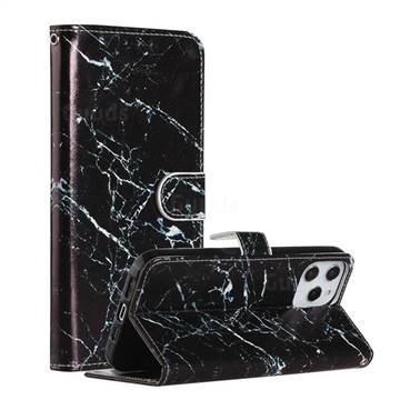 Black Marble Smooth Leather Phone Wallet Case for iPhone 12 Pro Max (6.7 inch)