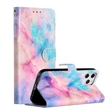 Blue Pink Marble Smooth Leather Phone Wallet Case for iPhone 12 Pro Max (6.7 inch)