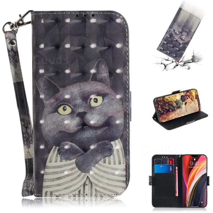 Cat Embrace 3D Painted Leather Wallet Phone Case for iPhone 12 Pro Max (6.7 inch)