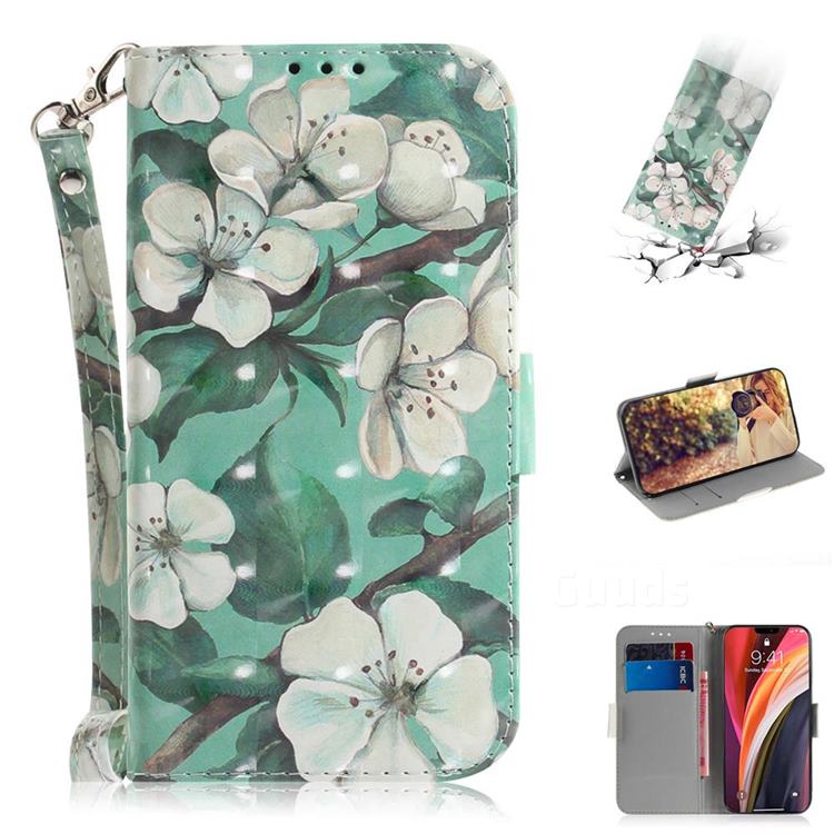 Watercolor Flower 3D Painted Leather Wallet Phone Case for iPhone 12 Pro Max (6.7 inch)