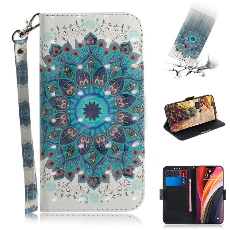 Peacock Mandala 3D Painted Leather Wallet Phone Case for iPhone 12 Pro Max (6.7 inch)