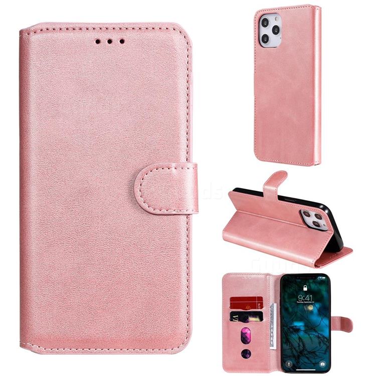 Retro Calf Matte Leather Wallet Phone Case for iPhone 12 Pro Max (6.7 inch) - Pink