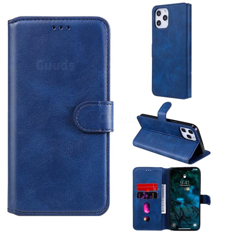 Retro Calf Matte Leather Wallet Phone Case for iPhone 12 Pro Max (6.7 inch) - Blue