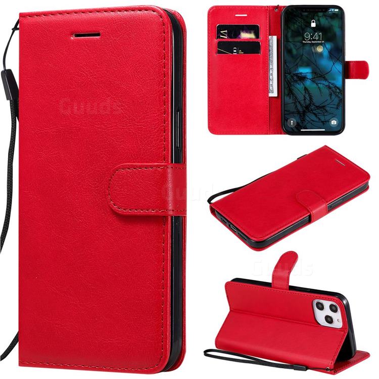 Retro Greek Classic Smooth PU Leather Wallet Phone Case for iPhone 12 Pro Max (6.7 inch) - Red