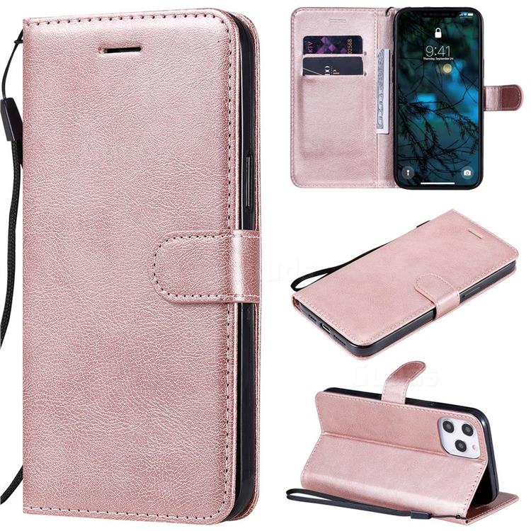 Retro Greek Classic Smooth PU Leather Wallet Phone Case for iPhone 12 Pro Max (6.7 inch) - Rose Gold