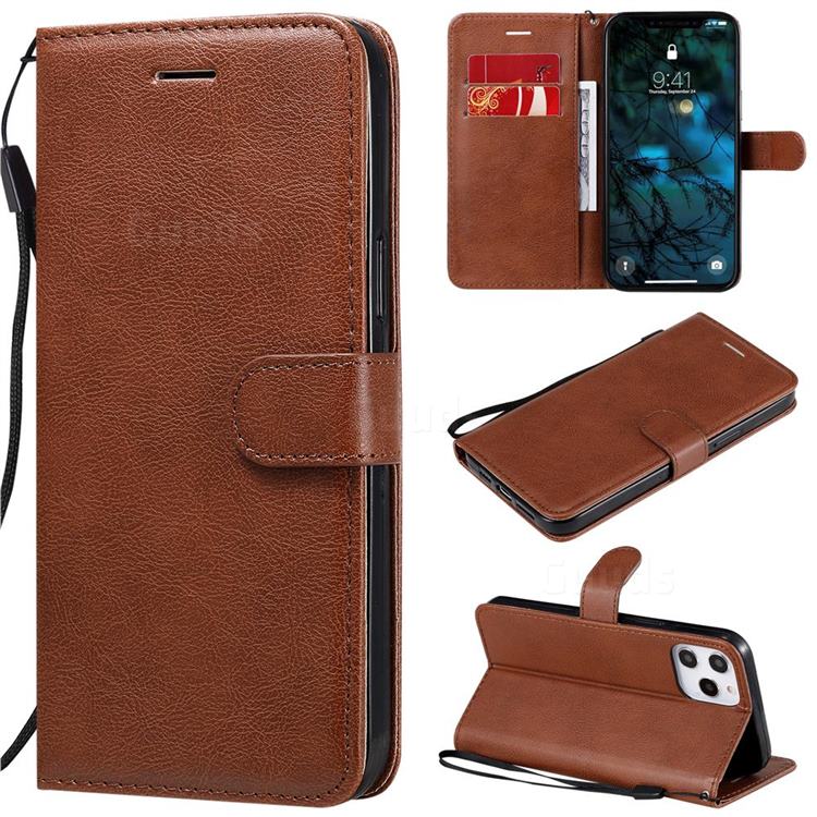 Retro Greek Classic Smooth PU Leather Wallet Phone Case for iPhone 12 Pro Max (6.7 inch) - Brown