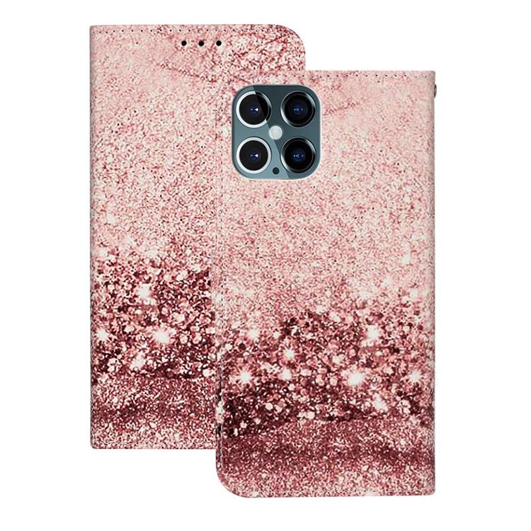 Glittering Rose Gold PU Leather Wallet Case for iPhone 12 Pro Max (6.7 inch)