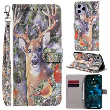 Elk Deer 3D Painted Leather Wallet Phone Case for iPhone 12 Pro Max (6.7 inch)