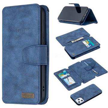 Binfen Color BF07 Frosted Zipper Bag Multifunction Leather Phone Wallet for iPhone 12 Pro Max (6.7 inch) - Blue