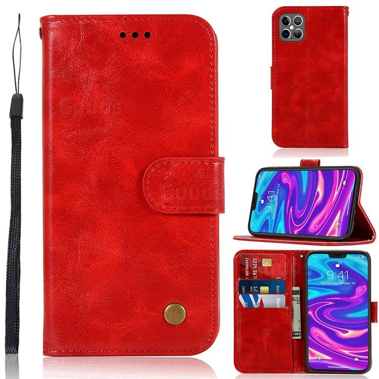 Luxury Retro Leather Wallet Case for iPhone 12 Pro Max (6.7 inch) - Red