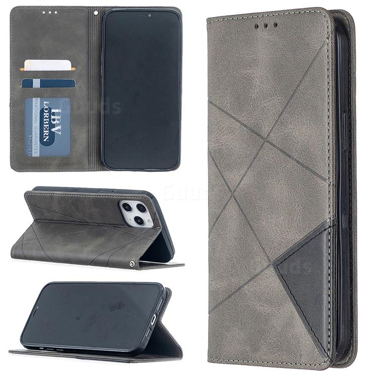 Prismatic Slim Magnetic Sucking Stitching Wallet Flip Cover for iPhone 12 Pro Max (6.7 inch) - Gray
