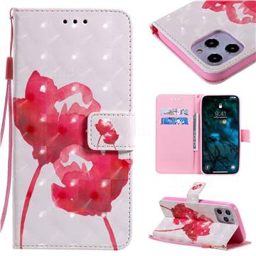 Red Rose 3D Painted Leather Wallet Case for iPhone 12 Pro Max (6.7 inch)