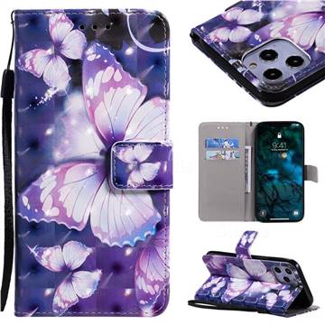 Violet Butterfly 3d Painted Leather Wallet Case For Iphone 12 Pro Max 6 7 Inch Iphone 12 Pro Max 6 7 Inch Cases Guuds
