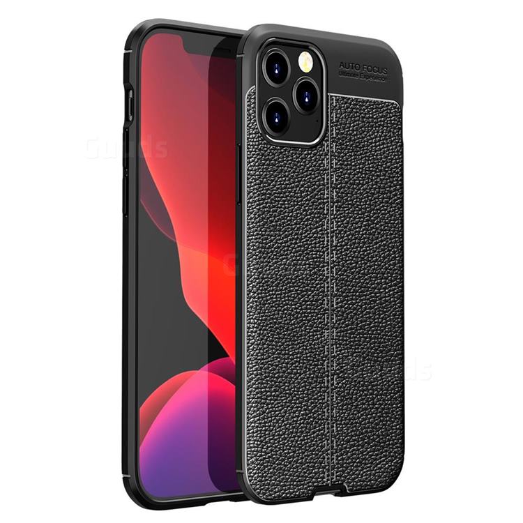 Luxury Auto Focus Litchi Texture Silicone TPU Back Cover for iPhone 12 Pro Max (6.7 inch) - Black