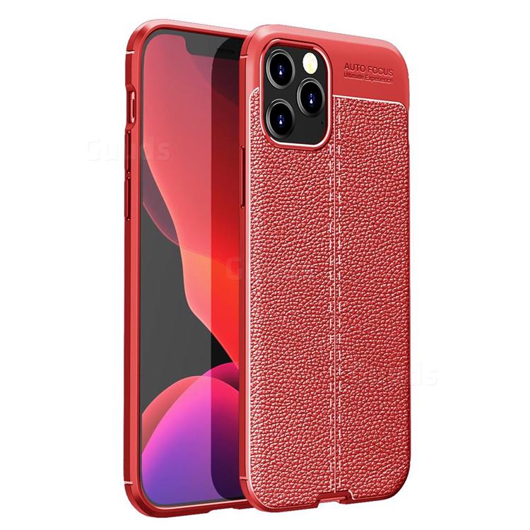 Luxury Auto Focus Litchi Texture Silicone TPU Back Cover for iPhone 12 Pro Max (6.7 inch) - Red