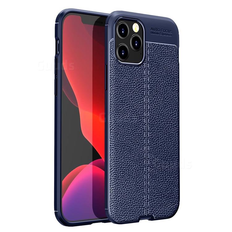 Luxury Auto Focus Litchi Texture Silicone TPU Back Cover for iPhone 12 Pro Max (6.7 inch) - Dark Blue