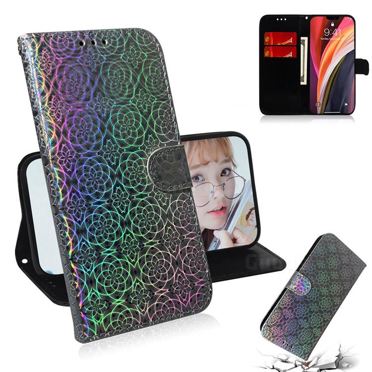 Laser Circle Shining Leather Wallet Phone Case for iPhone 12 Pro Max (6.7 inch) - Silver