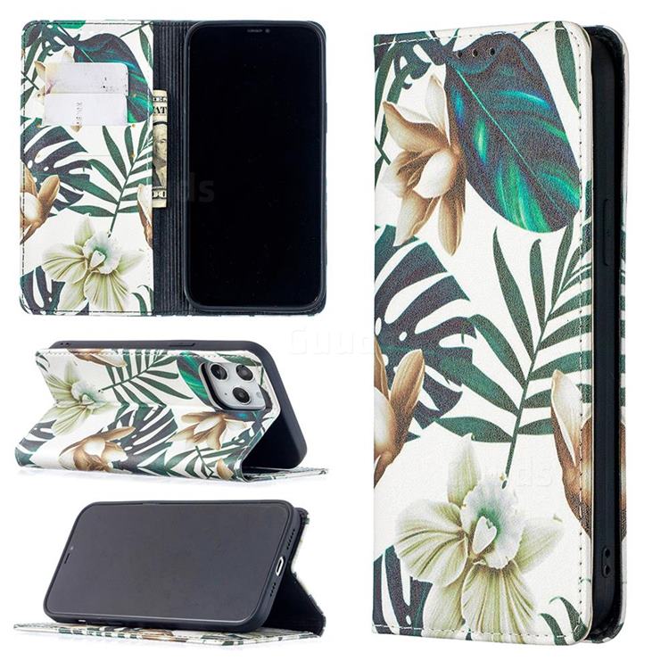 Flower Leaf Slim Magnetic Attraction Wallet Flip Cover for iPhone 12 Pro Max (6.7 inch)