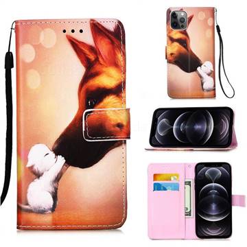 Hound Kiss Matte Leather Wallet Phone Case for iPhone 12 Pro Max (6.7 inch)