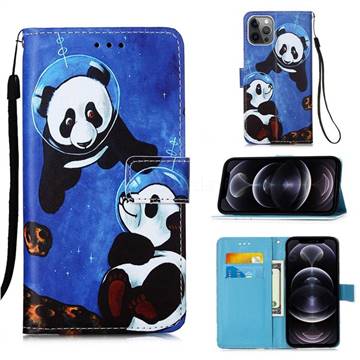 Undersea Panda Matte Leather Wallet Phone Case for iPhone 12 Pro Max (6.7 inch)