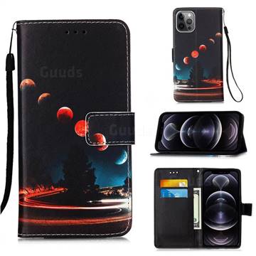 Wandering Earth Matte Leather Wallet Phone Case for iPhone 12 Pro Max (6.7 inch)