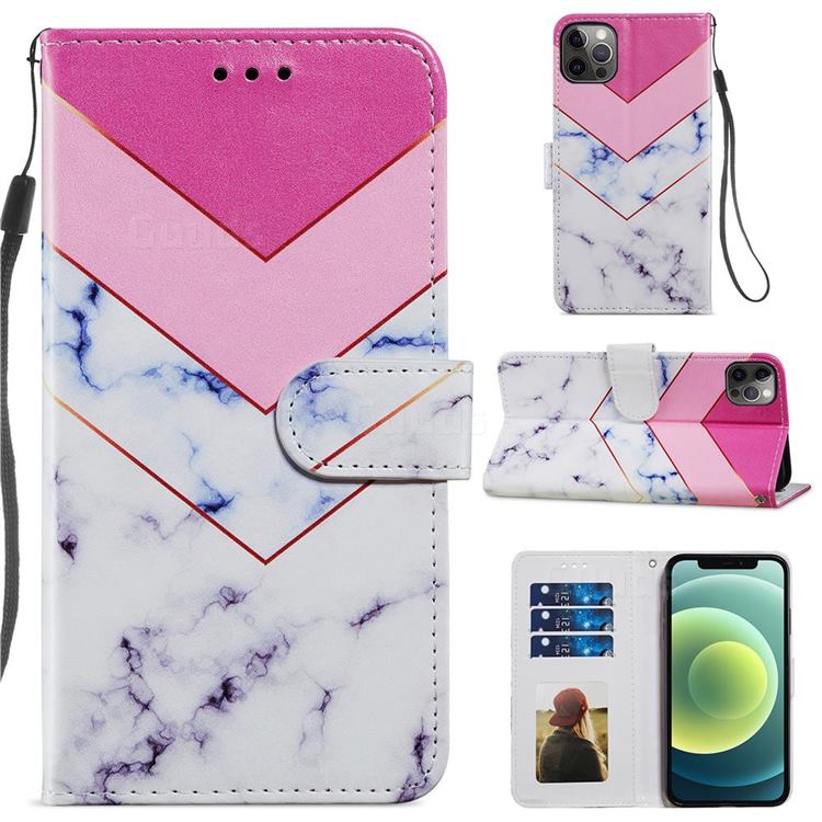 Smoke Marble Smooth Leather Phone Wallet Case for iPhone 12 Pro Max (6.7 inch)