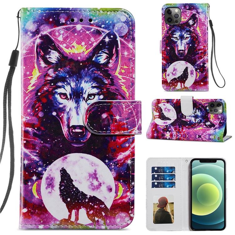 Wolf Totem Smooth Leather Phone Wallet Case for iPhone 12 Pro Max (6.7 inch)