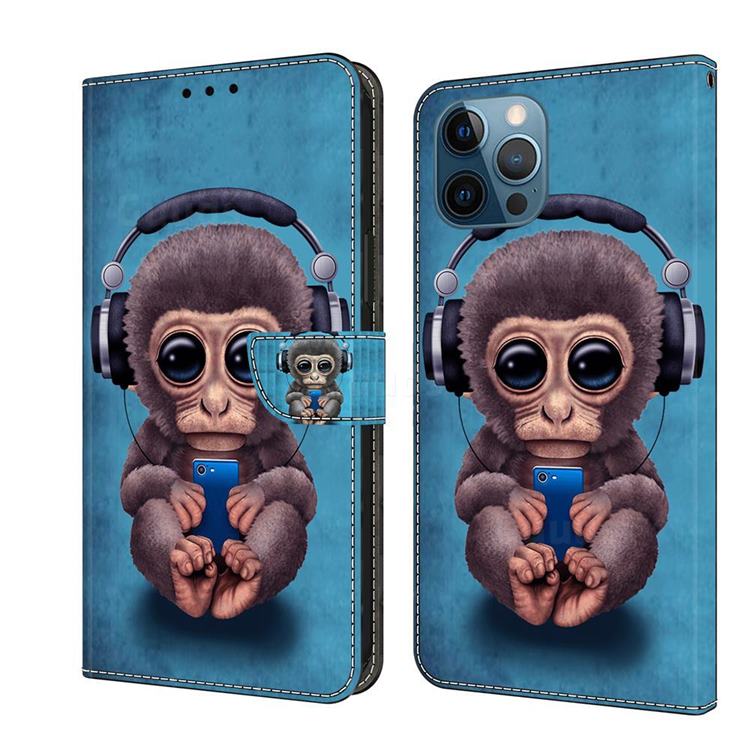 Cute Orangutan Crystal PU Leather Protective Wallet Case Cover for iPhone 12 Pro Max (6.7 inch)