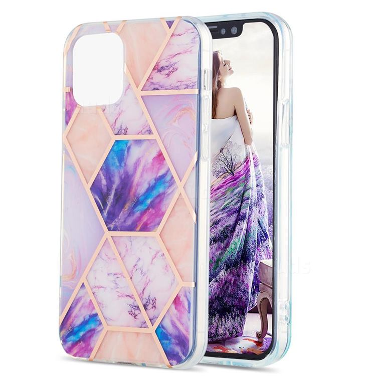 Purple Dream Marble Pattern Galvanized Electroplating Protective Case Cover for iPhone 13 (6.1 inch)