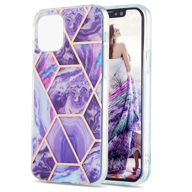 Purple Gagic Marble Pattern Galvanized Electroplating Protective Case Cover for iPhone 13 (6.1 inch)