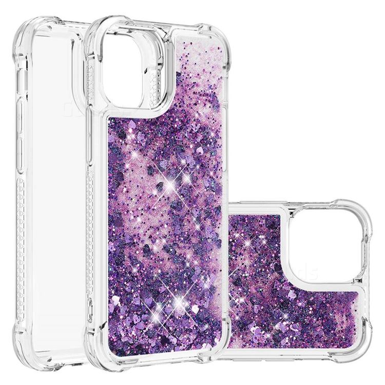 Dynamic Liquid Glitter Sand Quicksand Star TPU Case for iPhone 13 (6.1 inch) - Purple