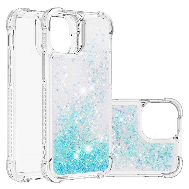 Dynamic Liquid Glitter Sand Quicksand TPU Case for iPhone 13 (6.1 inch) - Silver Blue Star