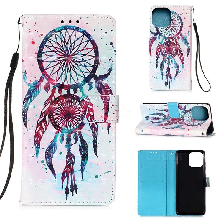 ColorDrops Wind Chimes 3D Painted Leather Wallet Case for iPhone 13 (6.1 inch)