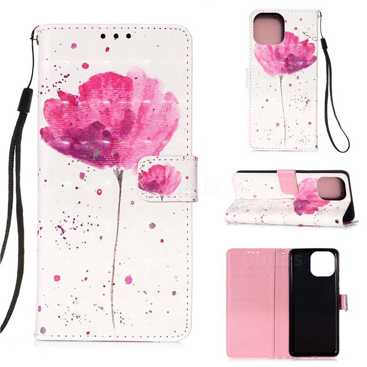 Watercolor 3D Painted Leather Wallet Case for iPhone 13 (6.1 inch)