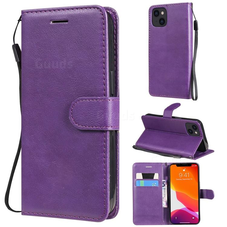 Retro Greek Classic Smooth PU Leather Wallet Phone Case for iPhone 13 (6.1 inch) - Purple