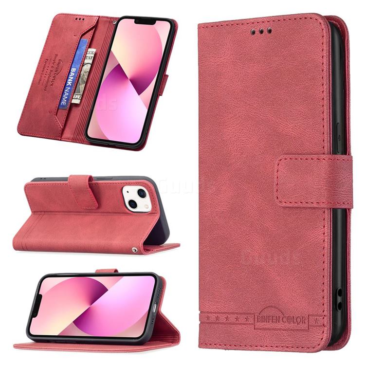 Binfen Color RFID Blocking Leather Wallet Case for iPhone 13 (6.1 inch) - Red