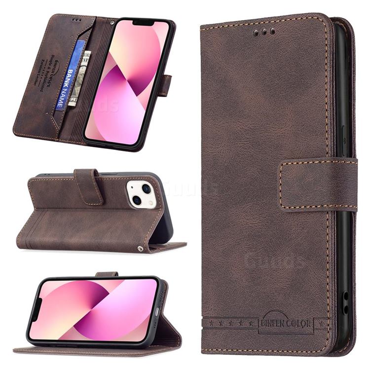 Binfen Color RFID Blocking Leather Wallet Case for iPhone 13 (6.1 inch) - Brown