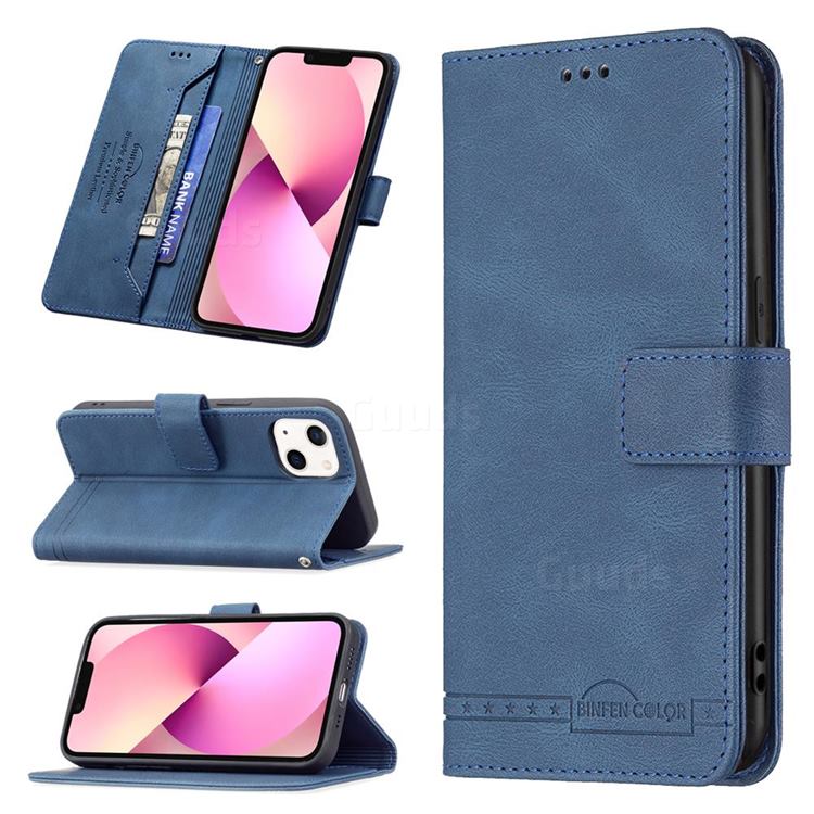 Binfen Color RFID Blocking Leather Wallet Case for iPhone 13 (6.1 inch) - Blue