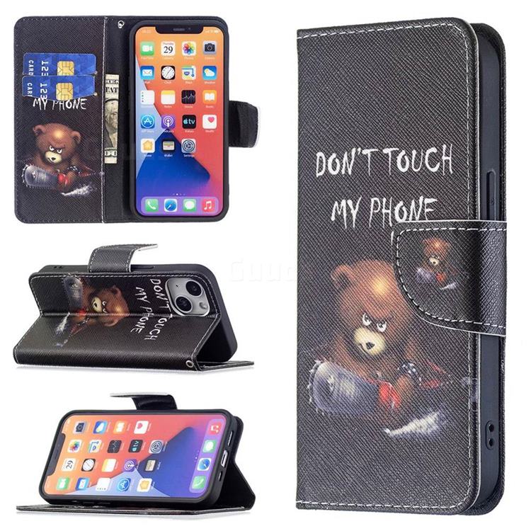 Chainsaw Bear Leather Wallet Case for iPhone 13 (6.1 inch)