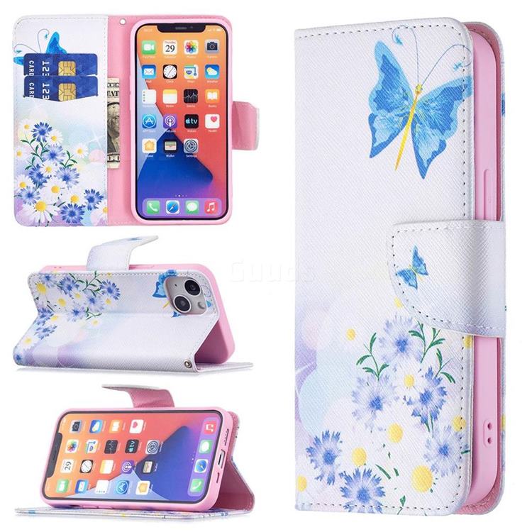 Butterflies Flowers Leather Wallet Case for iPhone 13 (6.1 inch)