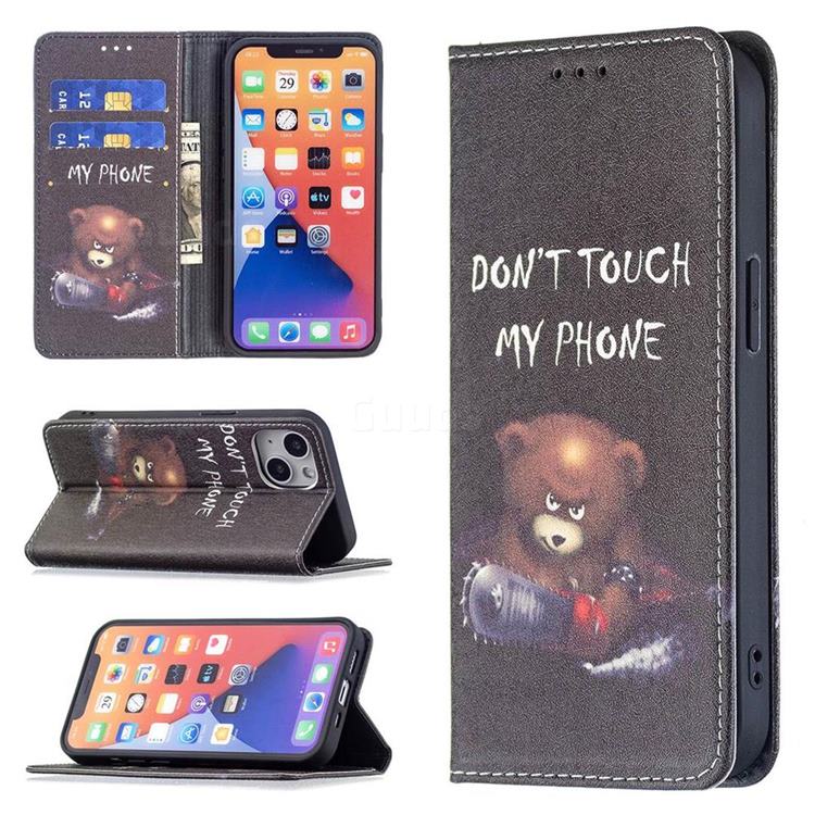 Chainsaw Bear Slim Magnetic Attraction Wallet Flip Cover for iPhone 13 (6.1 inch)